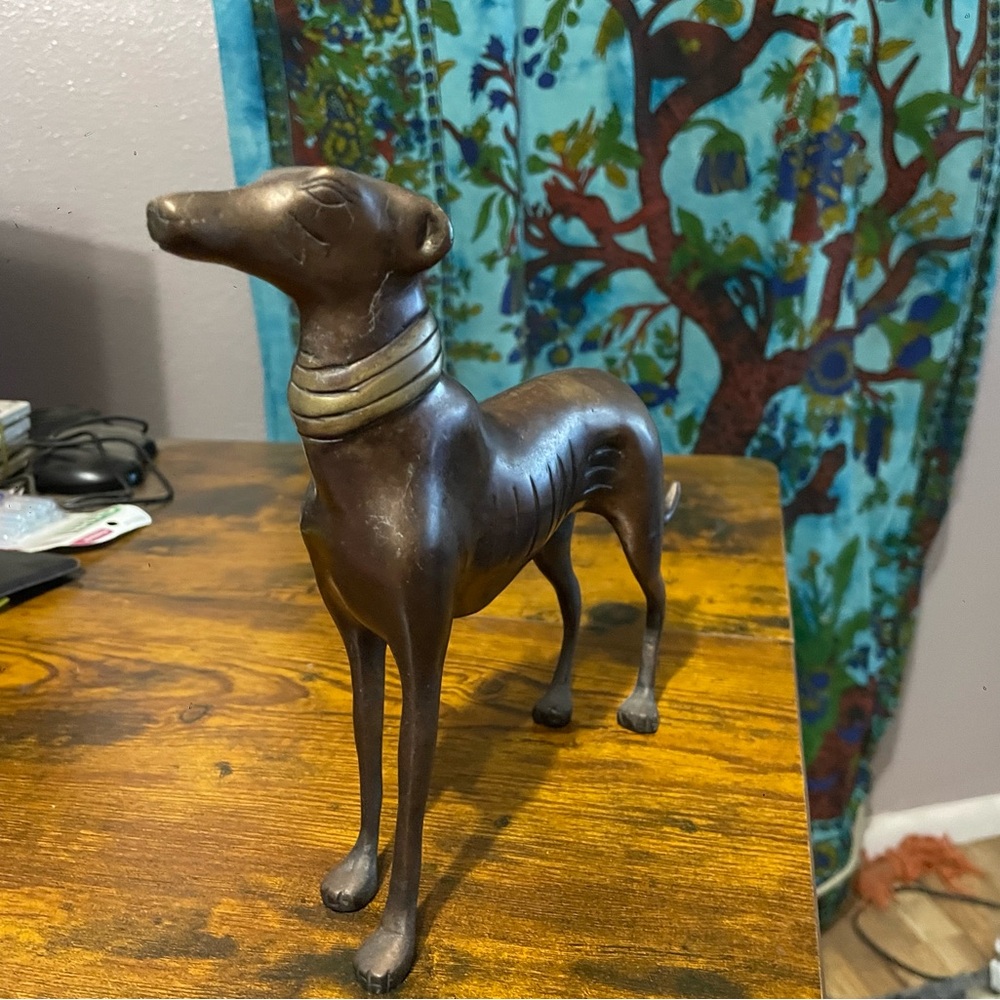 Elegant Bronze Cast Dog Statue